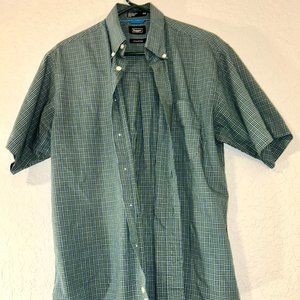 Haggar Blue and Green Patterned Shirt